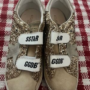 Golden Goose Gold Glitter Velcro Sneakers